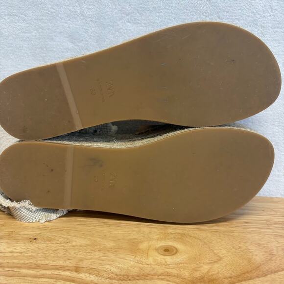 Zara Tan Leather Flatform Espadrille Ankle Buckle Platform Sandals Size EU 39 - Picture 12 of 13